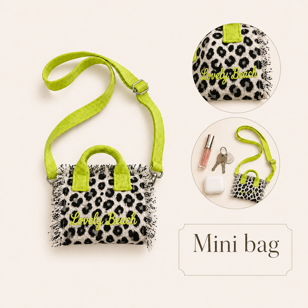 Borsa mare mini con tracolla collezione Leopard Lovely Beach