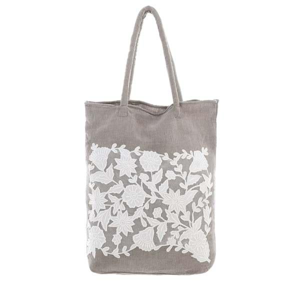 Borsa- shopper ricamata- Blanc Mariclò