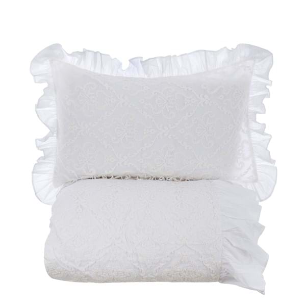 Parure copripiumino Matrimoniale DENTELLE-Blanc Mariclò