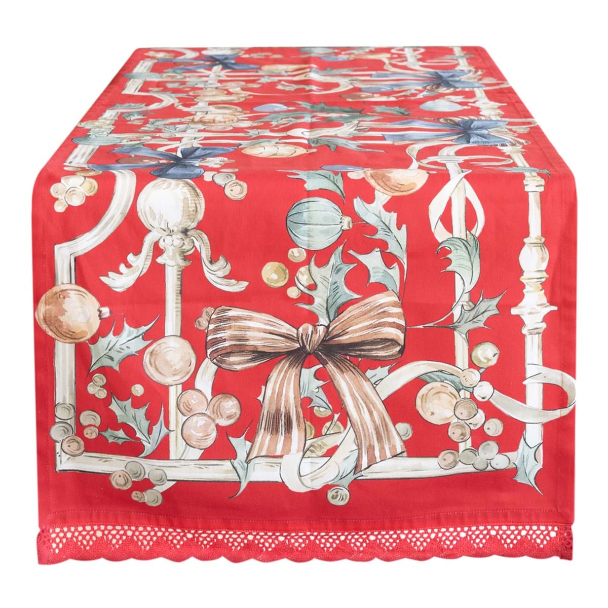 Runner con pizzo Natale Blanc Mariclò