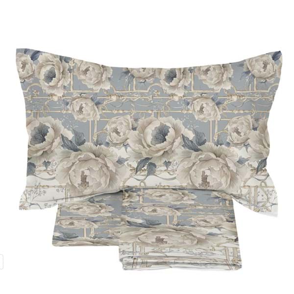 Completo lenzuola matrimoniali collezione PEONIES- Blanc Mariclò