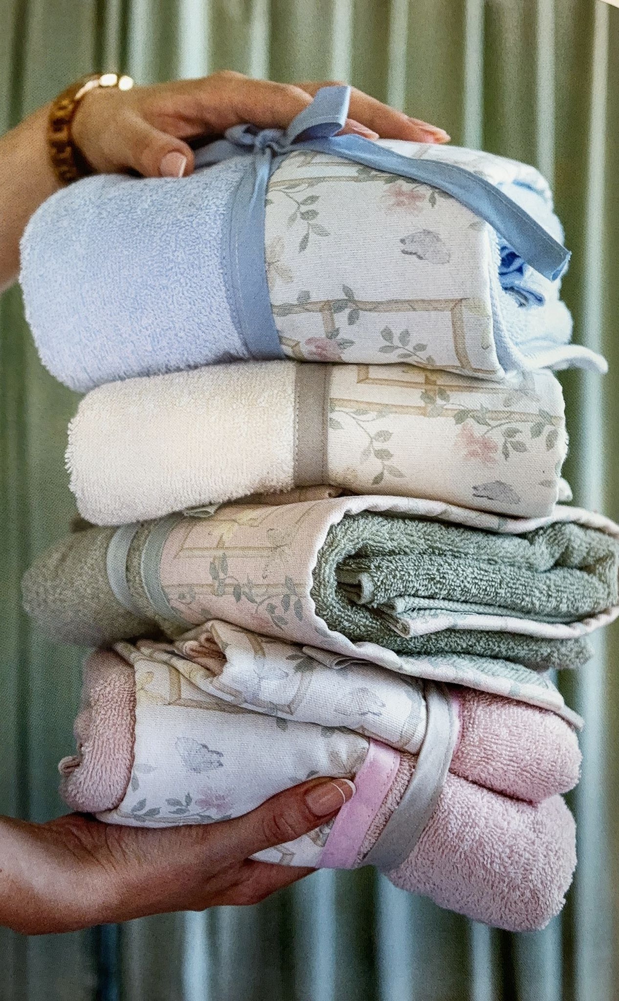 Set asciugamani/ lavette collezione FLOREAL TWIST-Blanc mariclò