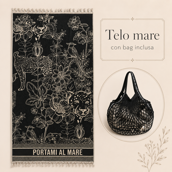 Telo mare con bag collezione Leopard L'Atelier 17