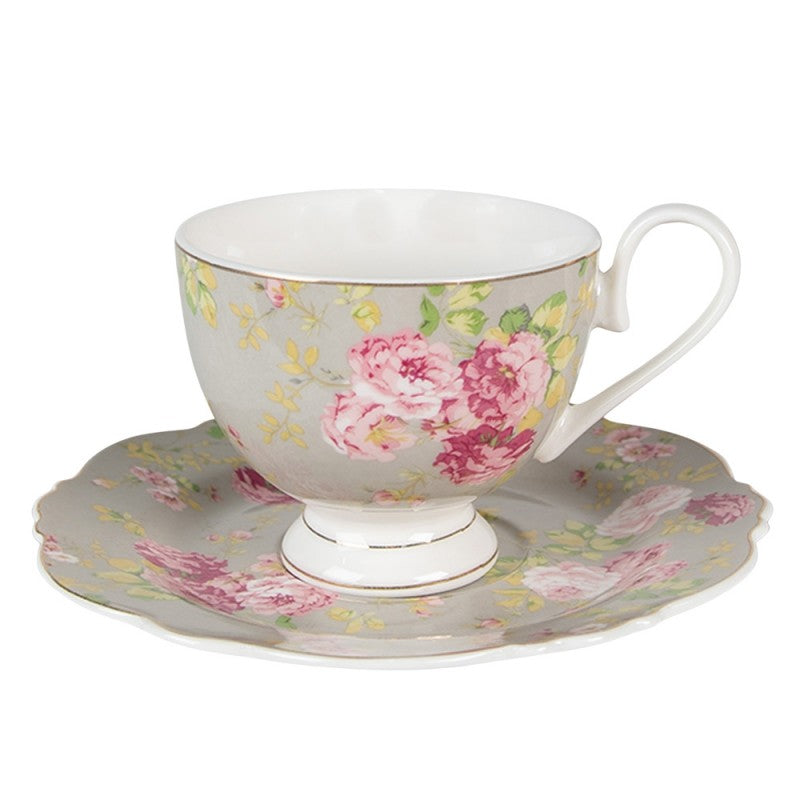 Tazza con piattino Fiori - Clayre e eef